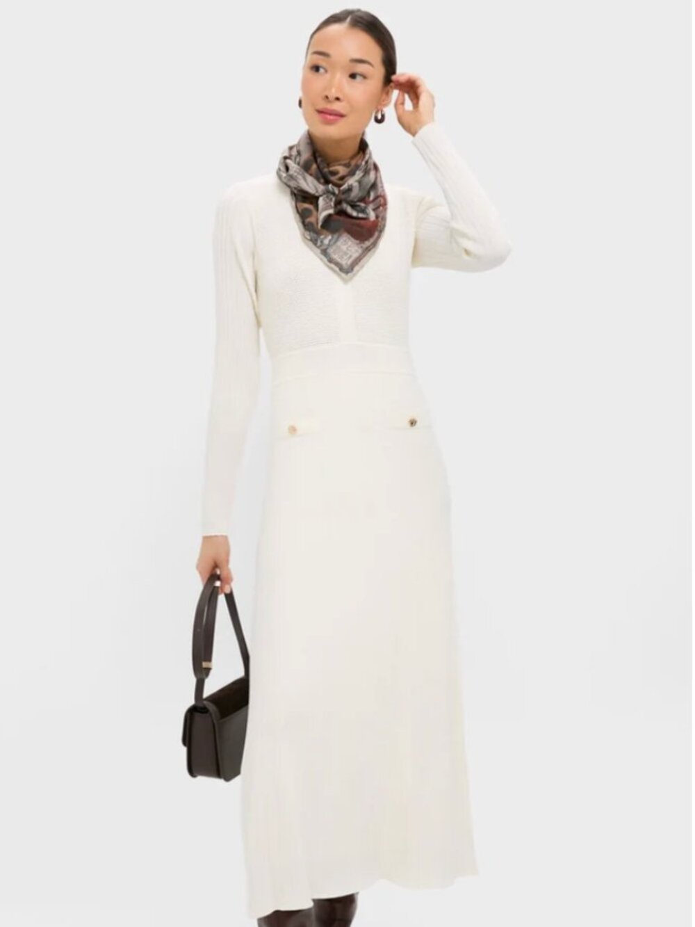 Tuckernuck Ivory Knit Long Sleeve Ruby Dress, M